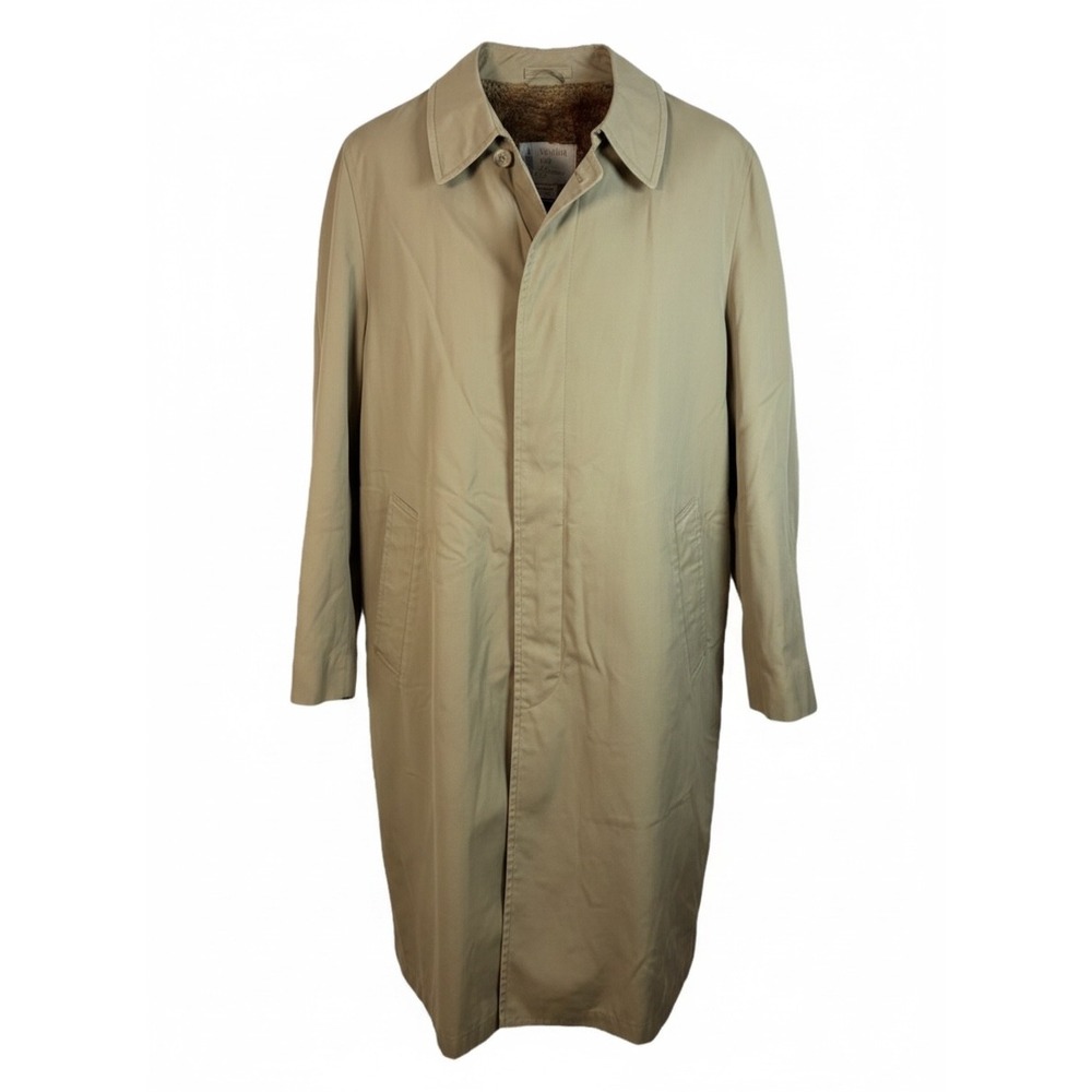 Vintage 80s 90s London Fog Trench Coat Maincoats Plush Lined Tan Men 44 Long